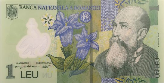 1 leu, an 2005, polimer, 120 X 62 mm, Mugur Isarescu