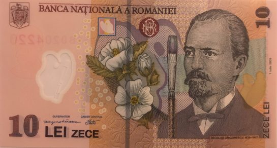 10 lei, an 2005, polimer, 133 X 72 mm, Mugur Isarescu