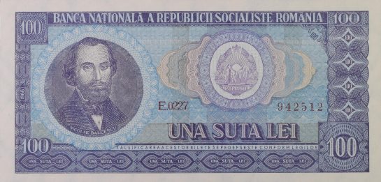 100 lei, an 1966, hartie, 75 X 153 mm