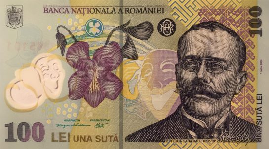 100 lei, an 2005, polimer, 147 X 82 mm, Mugur Isarescu