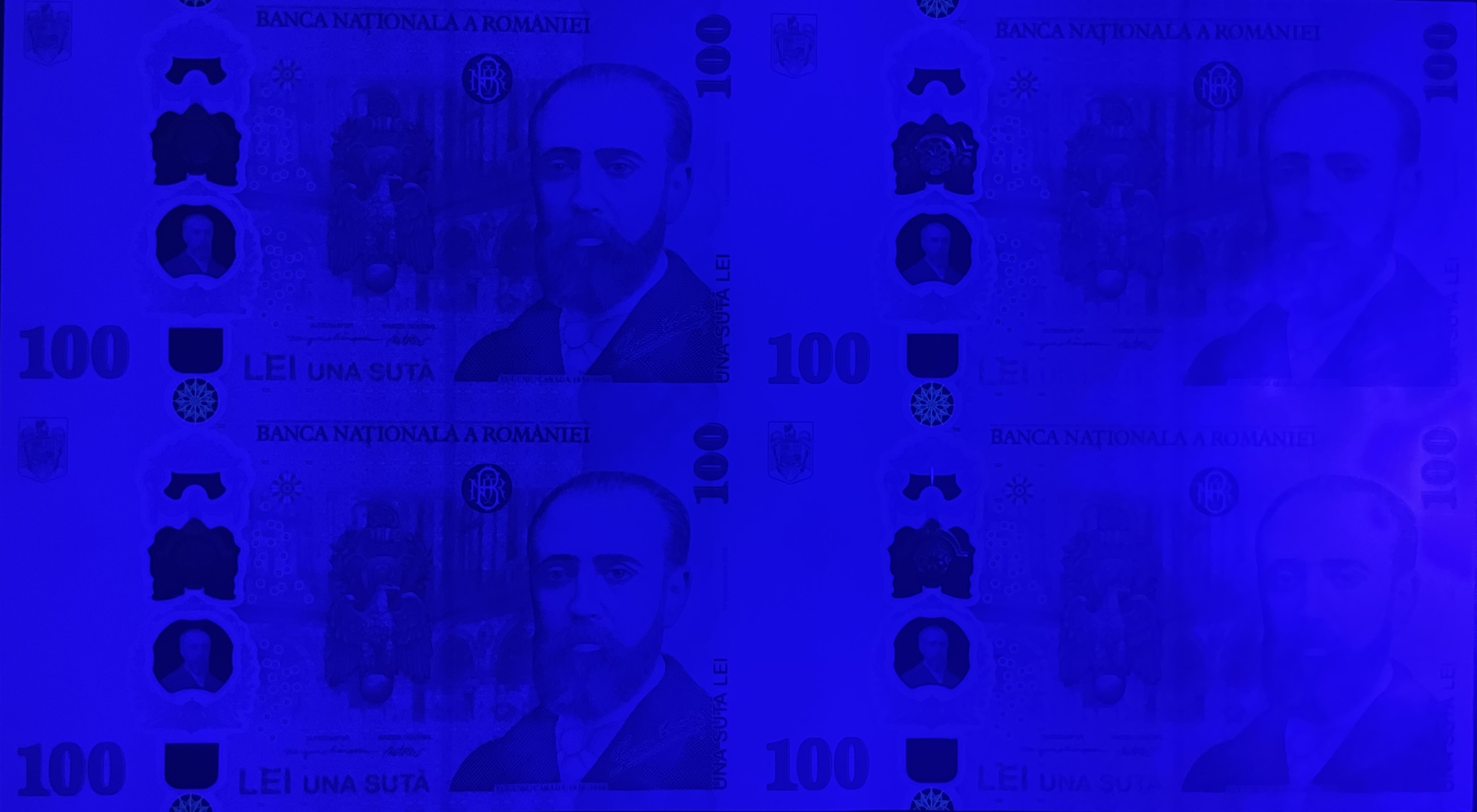 100 lei – an 2026 – Eugeniu Carada – coala - 100 lei – an 2025 – Eugeniu Carada – Avers – UV