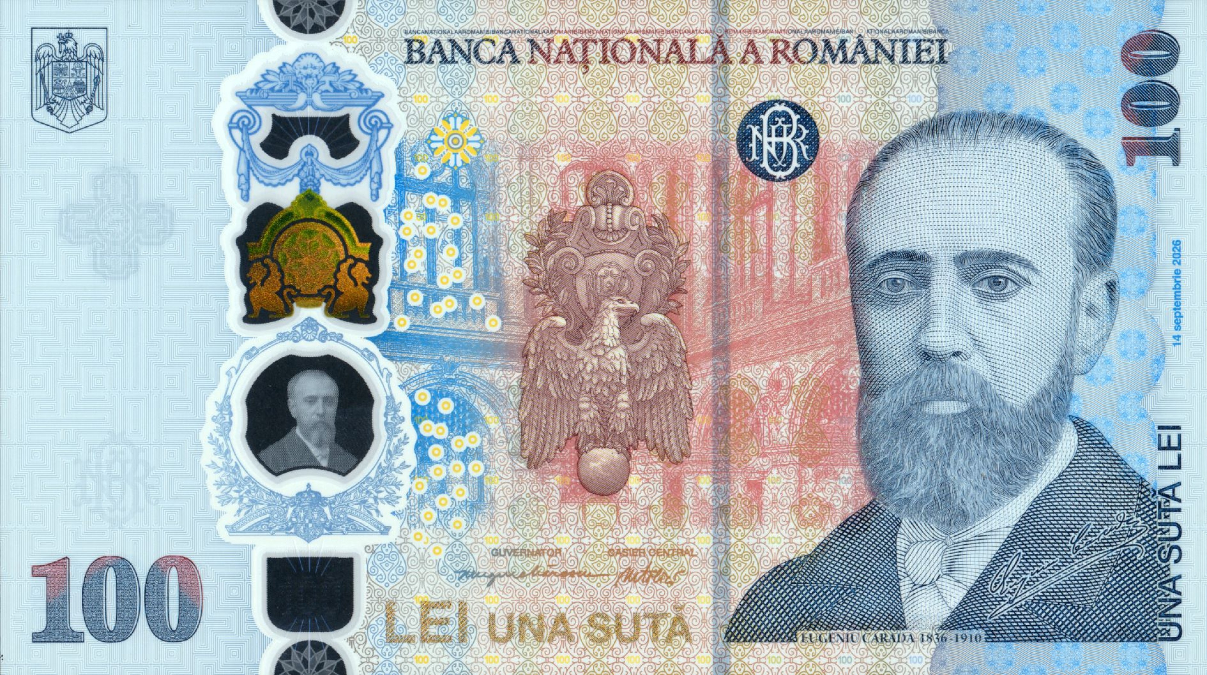 100 lei – an 2026 – Eugeniu Carada - 100 lei – an 2025 – Eugeniu Carada – Avers