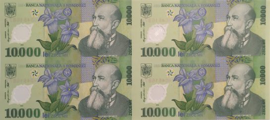 10000 lei, an 2001, polimer, 300 X 134 mm, Mugur Isarescu