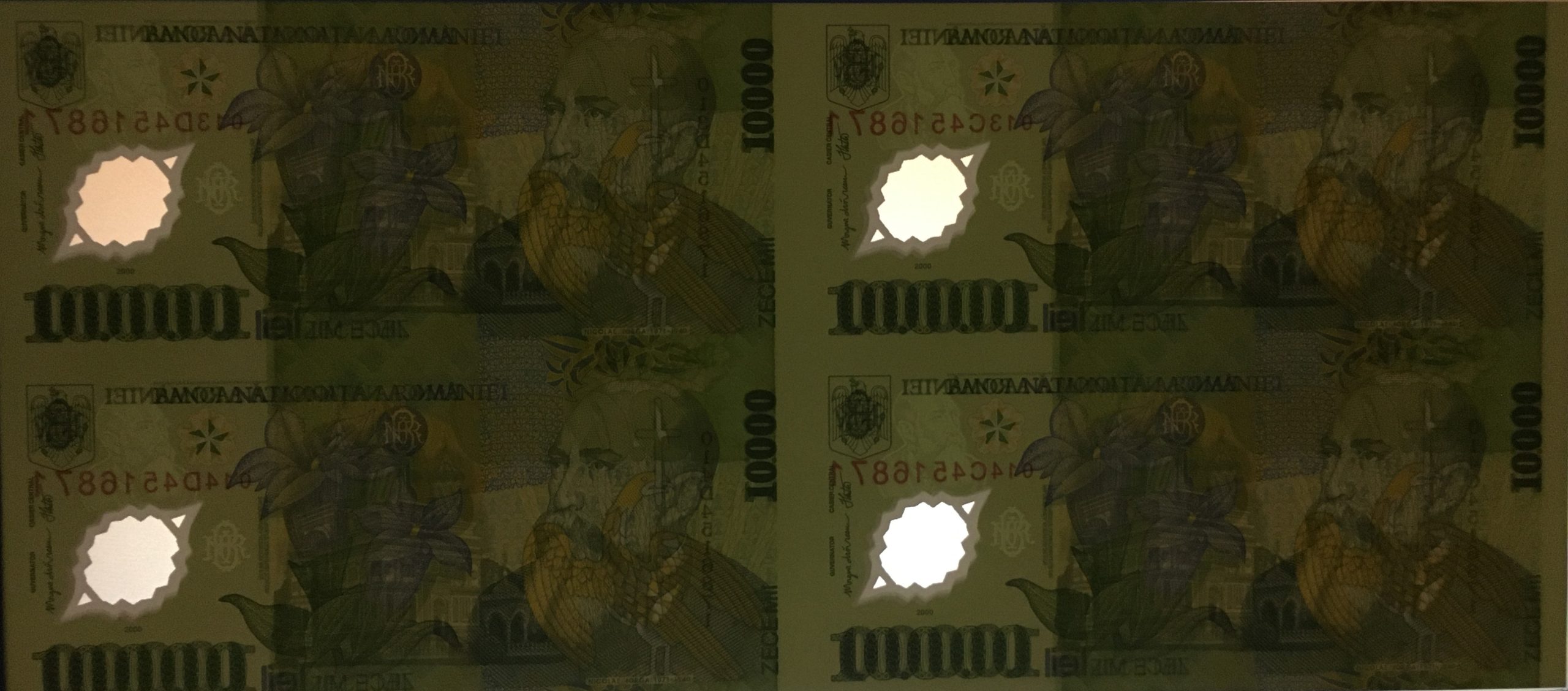 10000 lei – an 2001 – Coala – Mugur Isarescu - 10000-lei-2001-Coala-Mugur-Isarescu-Avers-in-lumina