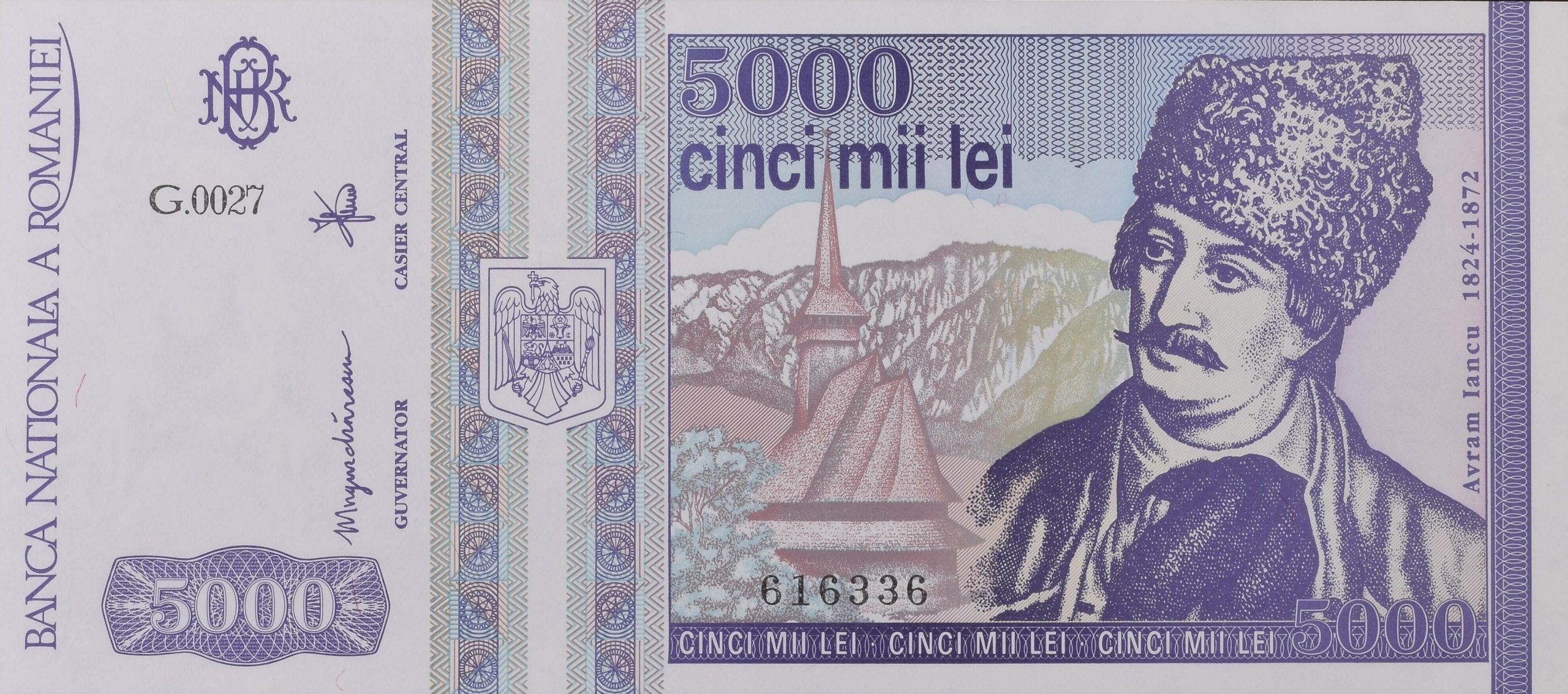Bancnota 5000 lei 1993 - Avram Iancu