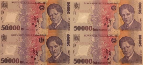 50000 lei, an 2002, polimer, 310 X 140 mm, Mugur Isarescu