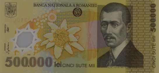 500000 lei, an 2000, polimer, 165 X 76 mm, Emil Iota Ghizari