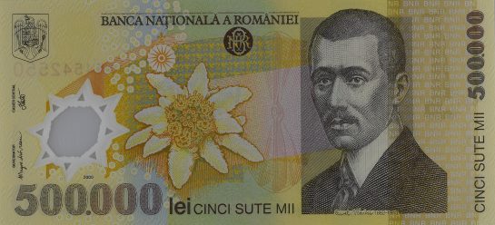 500000 lei, an 2000, polimer, 165 X 76 mm, Mugur Isarescu